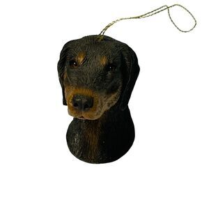 Sandicast Brown Red Doberman Head Ornament Uncropped Dobie Brue Vintage 1996 A